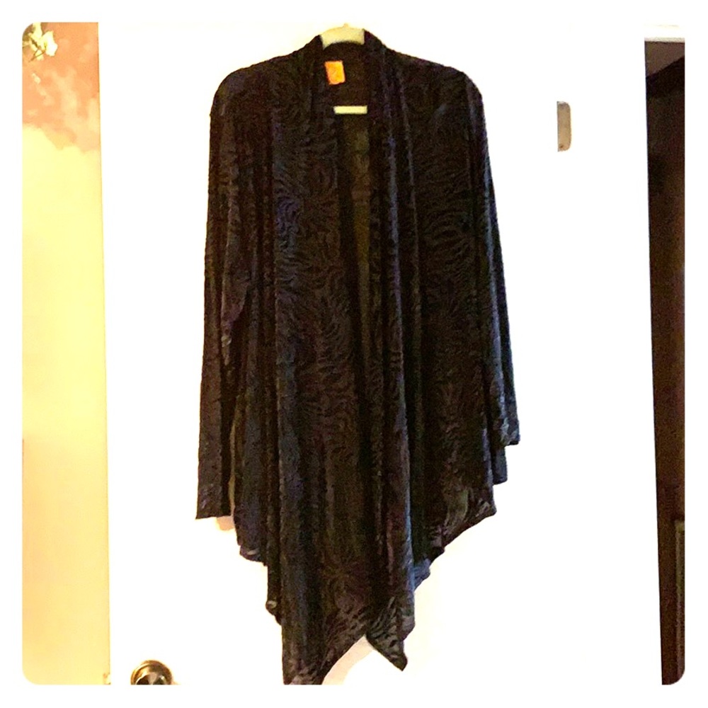 Velvet detailed open front Cardigan